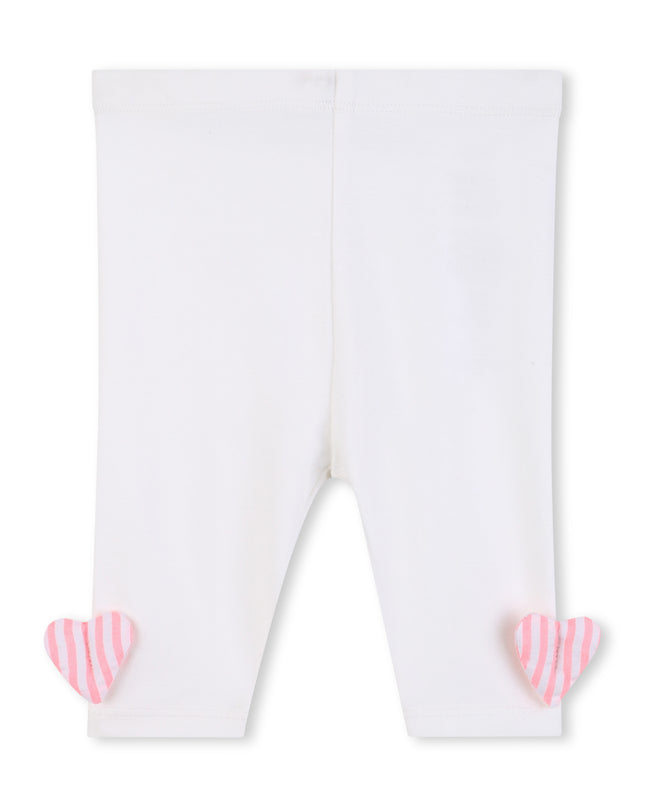 kids atelier billieblush Pink Stripe Ruffle Top & White Leggings Set
