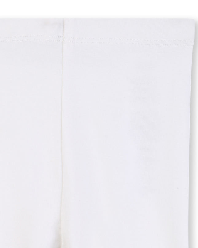 kids atelier billieblush Pink Stripe Ruffle Top & White Leggings Set