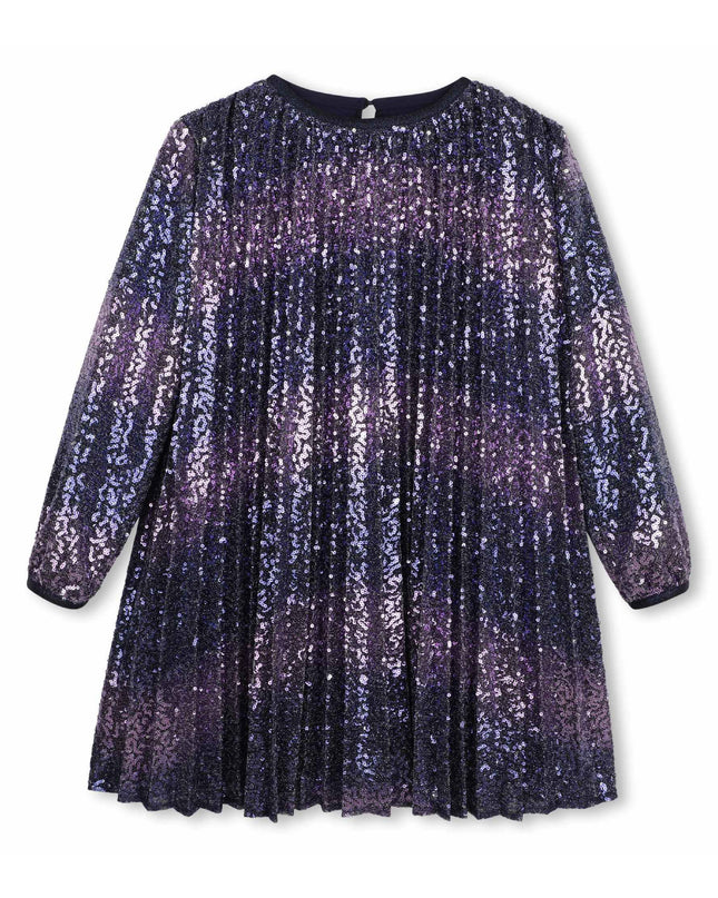 Kids Atelier Billieblush Navy Pleated Sequin Dress