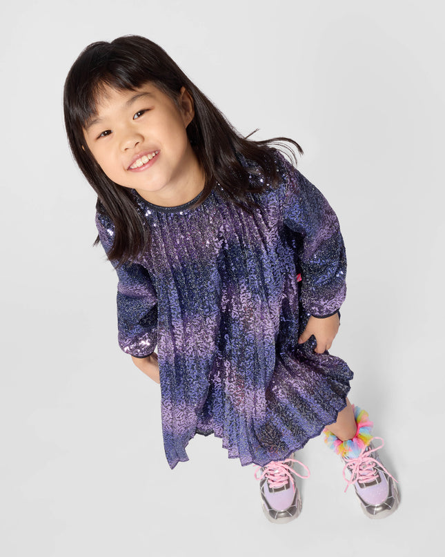 Kids Atelier Billieblush Navy Pleated Sequin Dress