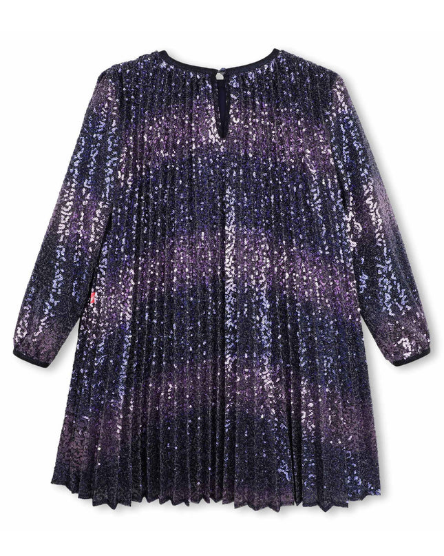 Kids Atelier Billieblush Navy Pleated Sequin Dress