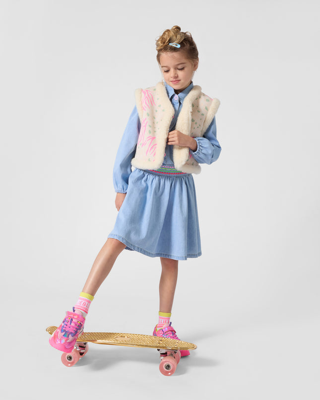 Kids Atelier Billieblush Light Denim Embroidered Dress