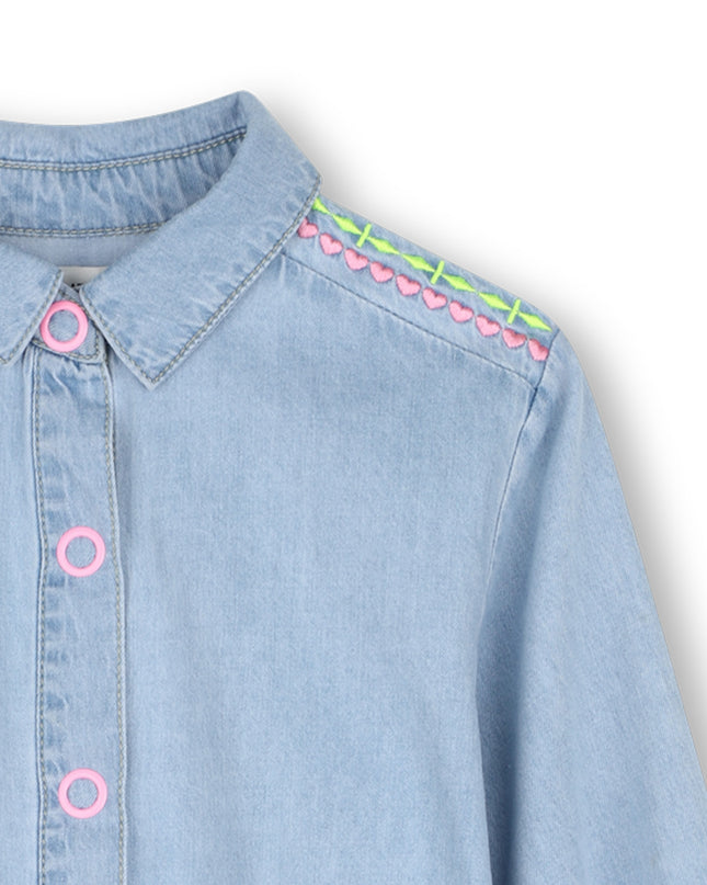 Kids Atelier Billieblush Light Denim Embroidered Dress