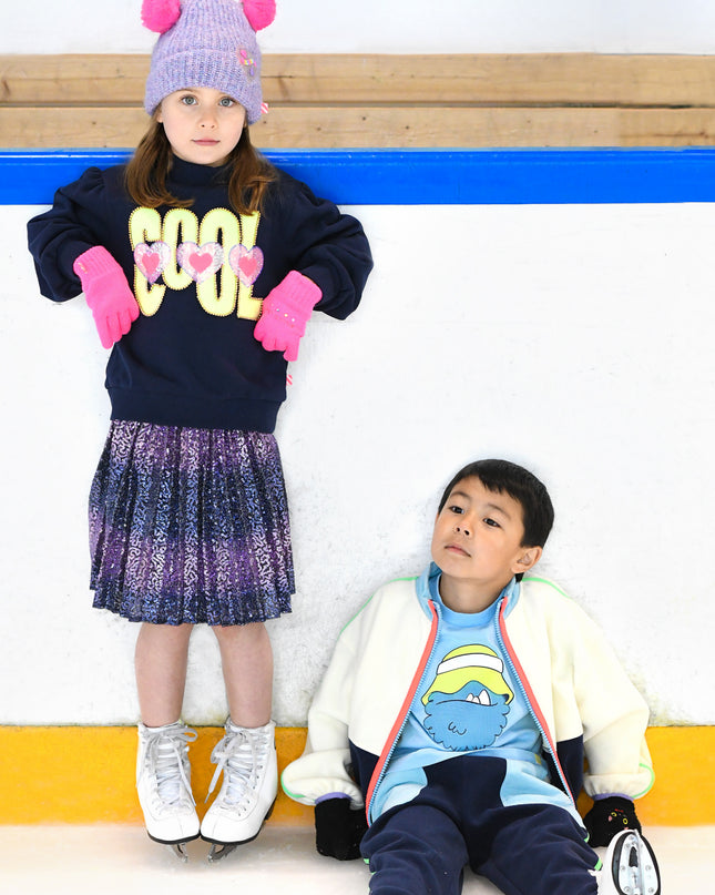 kidsatelier-Billieblush-Navy Sequin Pleated Skirt