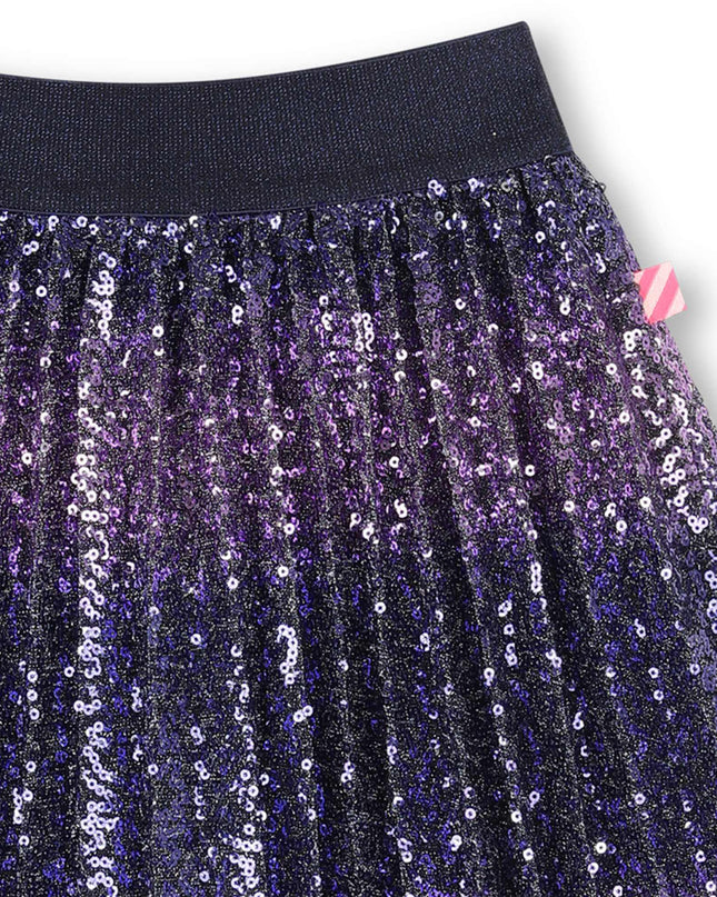 kidsatelier-Billieblush-Navy Sequin Pleated Skirt