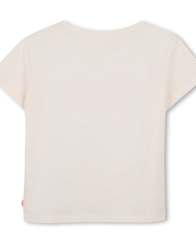 Kids Atelier Billieblush Ivory Heart Glitter T-Shirt