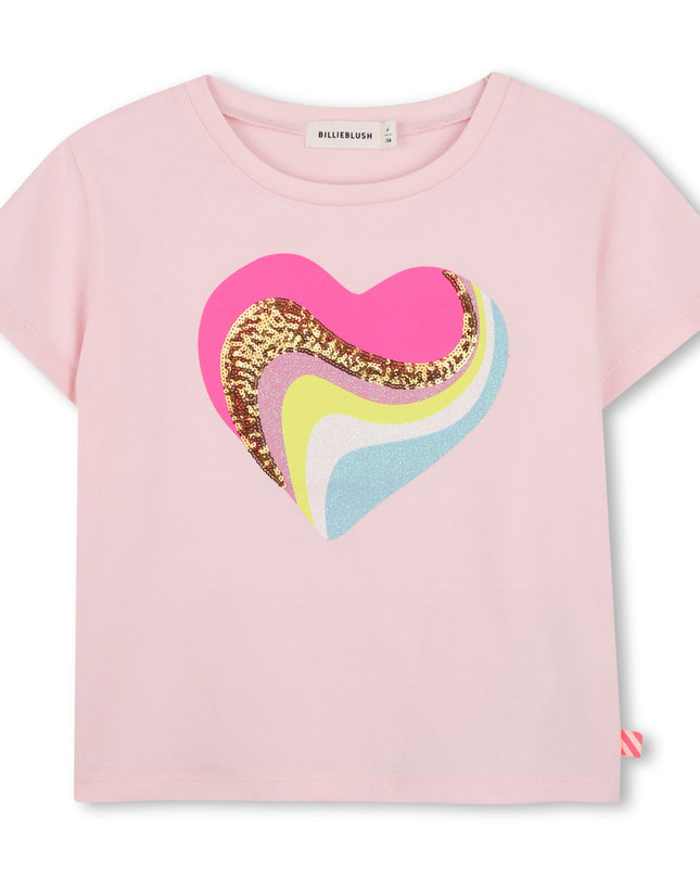 kidsatelier-Billieblush-Pink Heart Glitter T-Shirt
