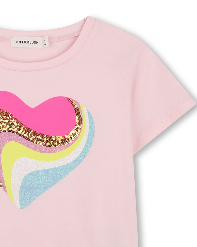 kidsatelier-Billieblush-Pink Heart Glitter T-Shirt
