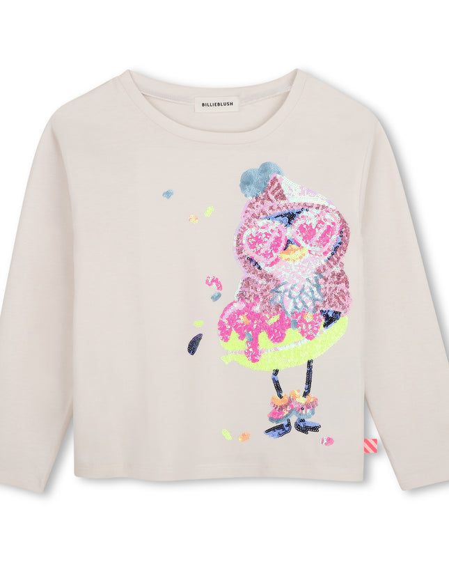 Kids Atelier Billieblush Ivory Sequin Jersey Tee