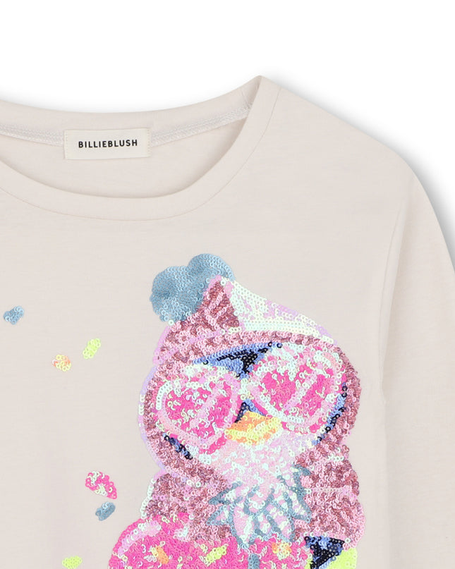 Kids Atelier Billieblush Ivory Sequin Jersey Tee
