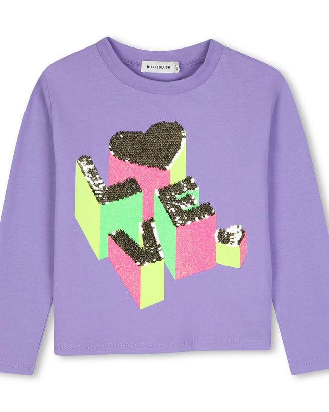 Kids Atelier Billieblush Purple Sequin Flip Tee