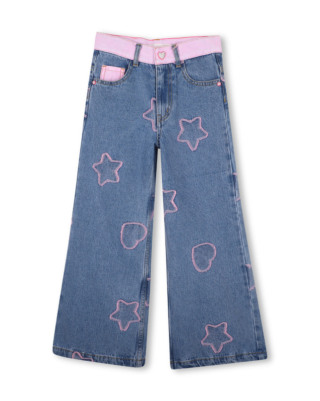 Kids Atelier Billieblush Two‑Tone Jacquard Denim Pants