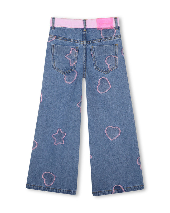 Kids Atelier Billieblush Two‑Tone Jacquard Denim Pants