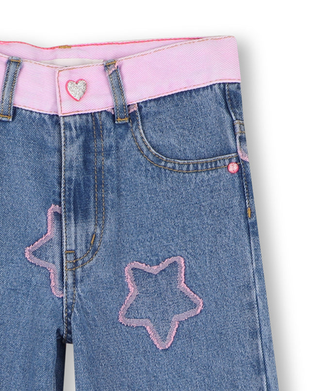 Kids Atelier Billieblush Two‑Tone Jacquard Denim Pants
