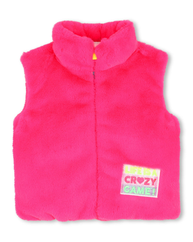kidsatelier-Billieblush-Pink Faux Fur Vest