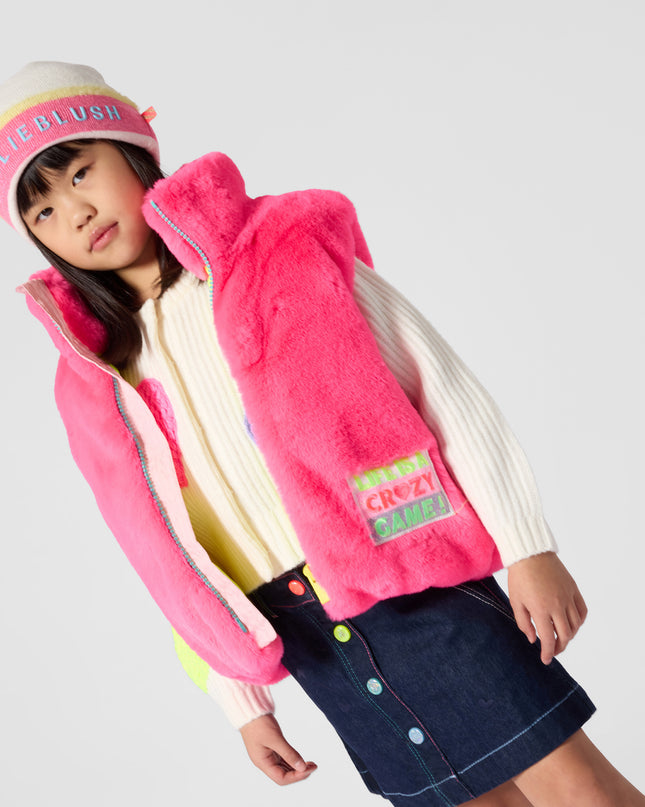 kidsatelier-Billieblush-Pink Faux Fur Vest