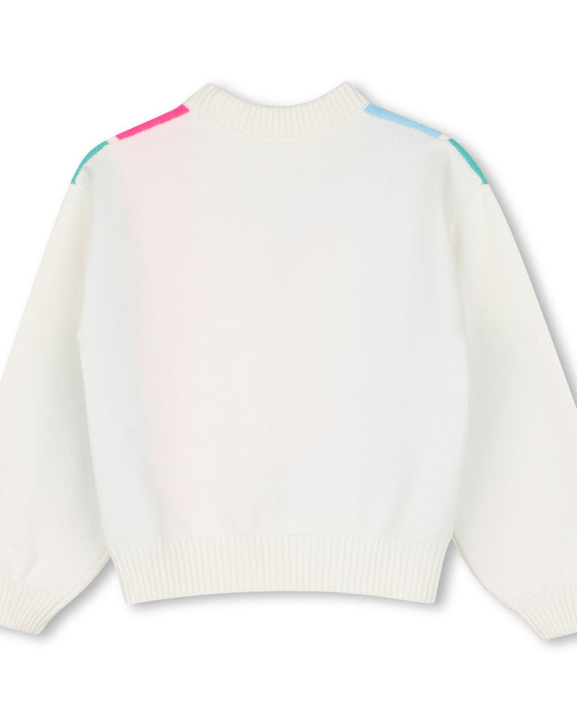 Kids Atelier Billieblush Multicolored Striped Heart Sequin Sweater