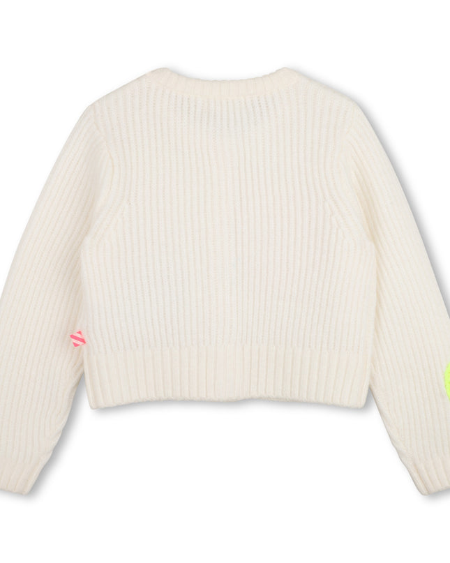 Kids Atelier Billieblush Ivory Heart Patch Cardigan