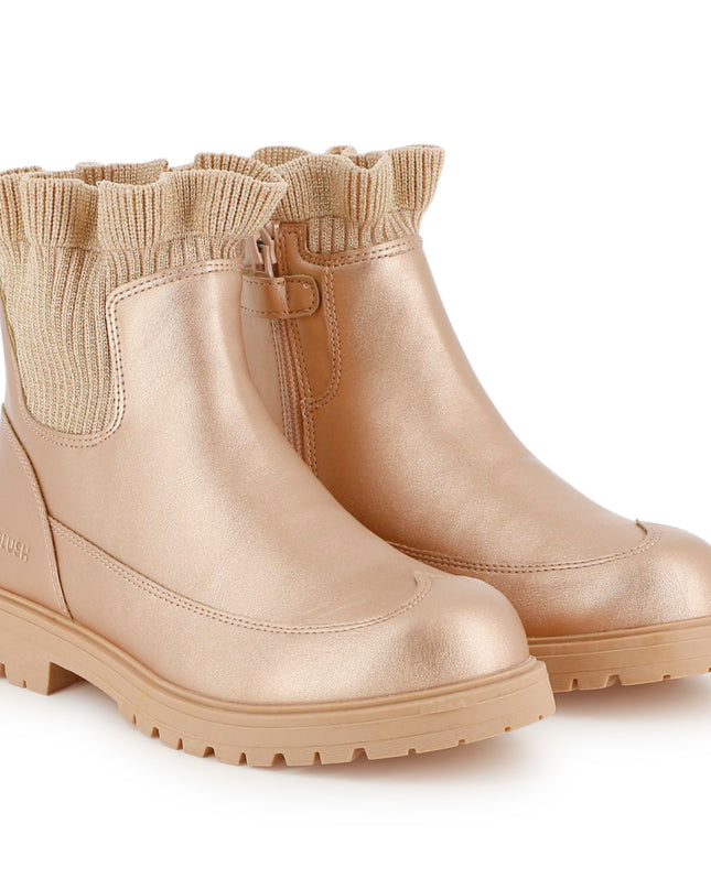 Kids Atelier Billieblush Gold Knit Ankle Boots