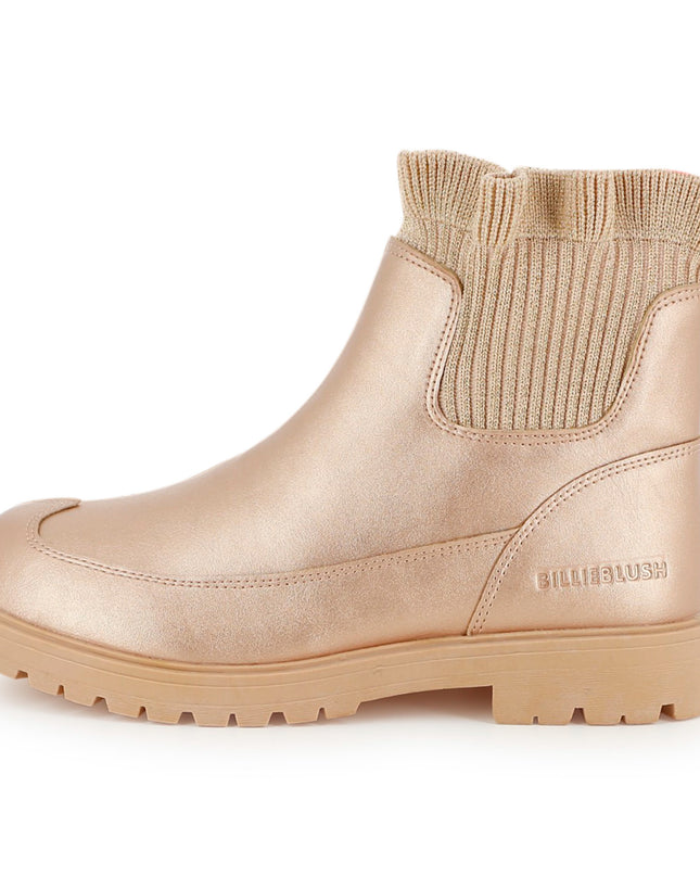 Kids Atelier Billieblush Gold Knit Ankle Boots