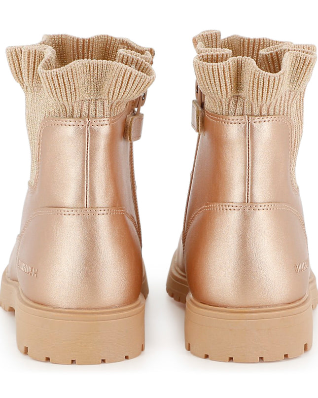 Kids Atelier Billieblush Gold Knit Ankle Boots