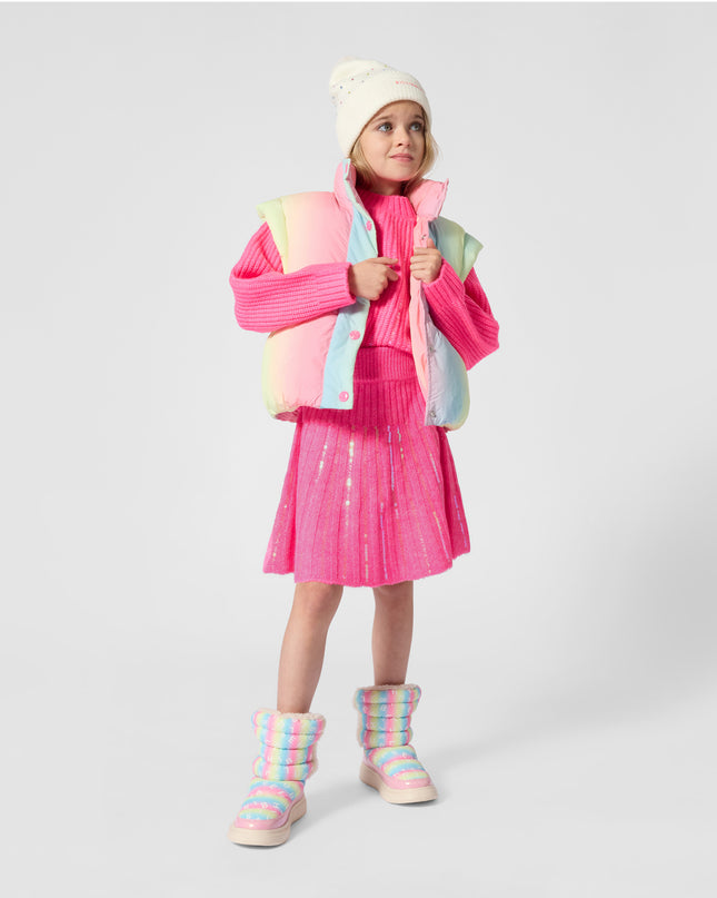 Kids Atelier Billieblush Ivory Rhinestone Pom Pom Beanie