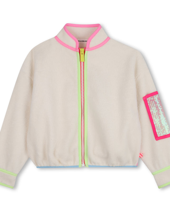 Kids Atelier Billieblush Beige Neon Trim Cardigan