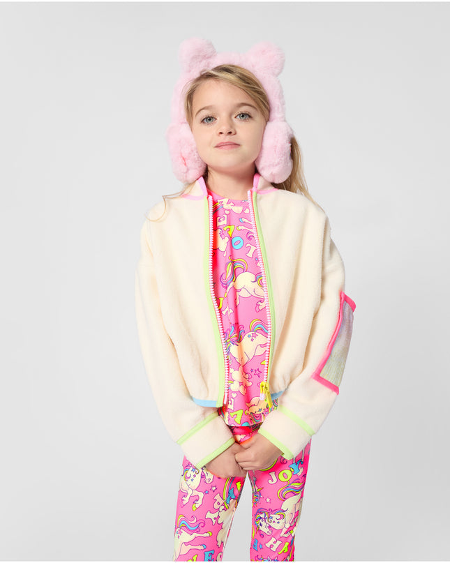Kids Atelier Billieblush Beige Neon Trim Cardigan