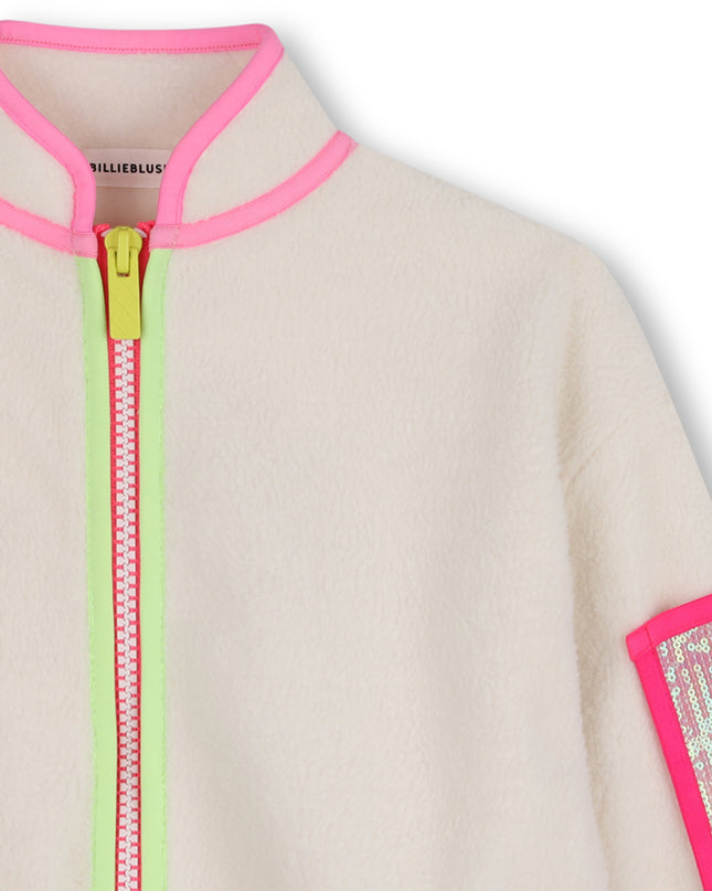Kids Atelier Billieblush Beige Neon Trim Cardigan