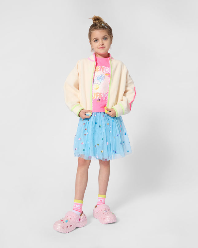 Kids Atelier Billieblush Beige Neon Trim Cardigan