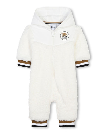 White Hooded Logo Romper