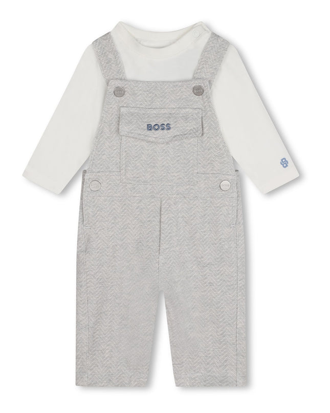 Light Gray Dungarees & T-shirt