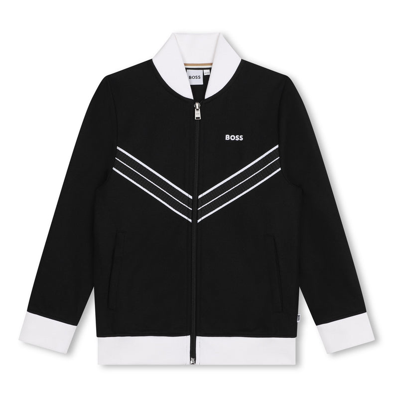 Black Chevron Zip Up Cardigan