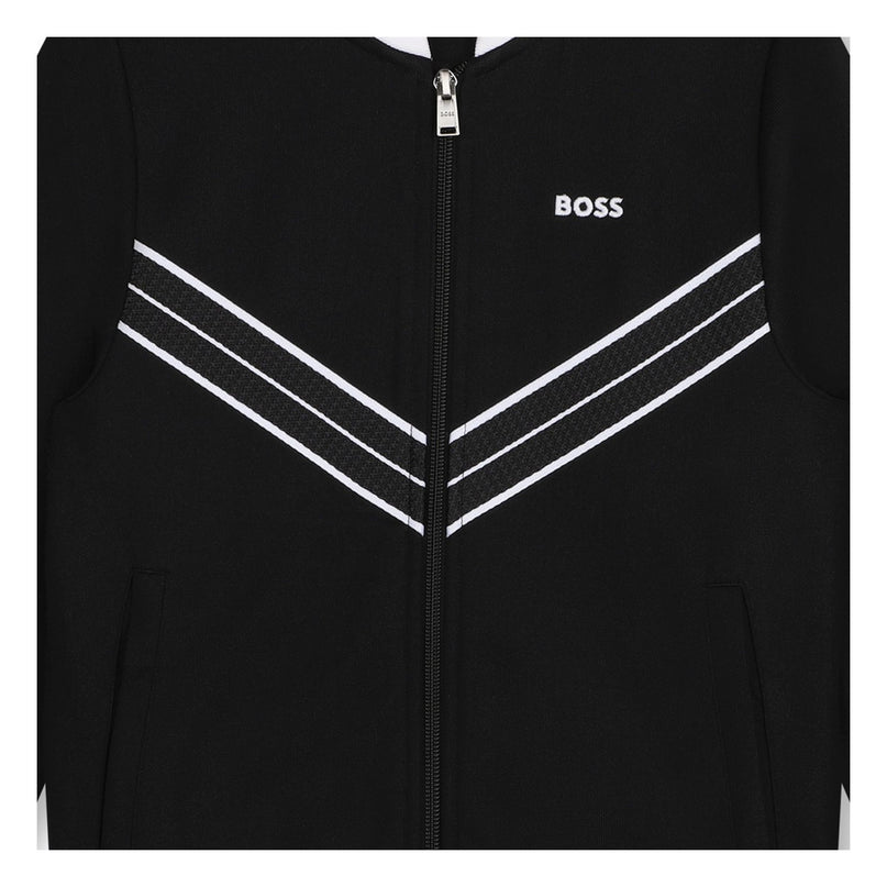 Black Chevron Zip Up Cardigan