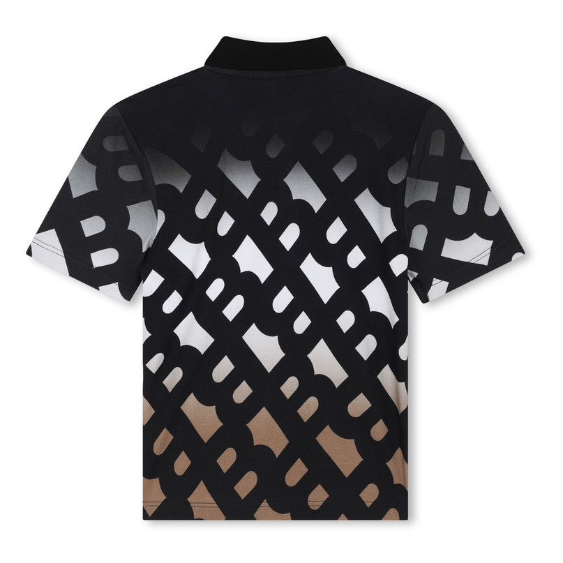 Black Cotton Monogram Polo