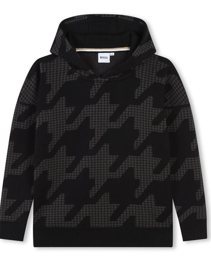 Black Houndstooth Print Sweatshirt
