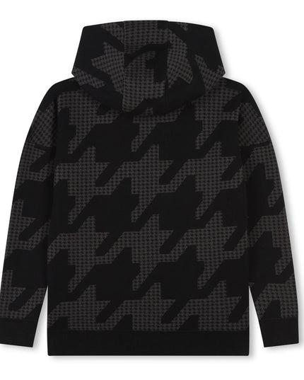 Black Houndstooth Print Sweatshirt