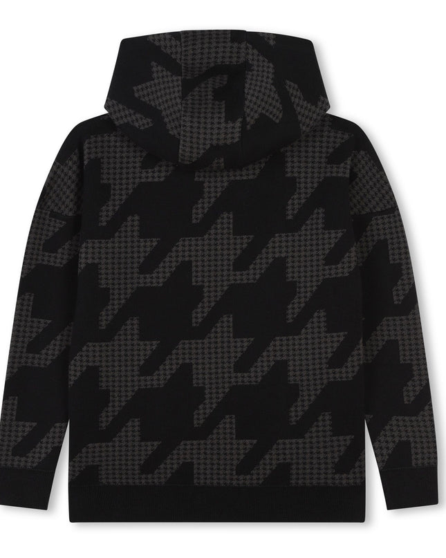 Black Houndstooth Print Sweatshirt