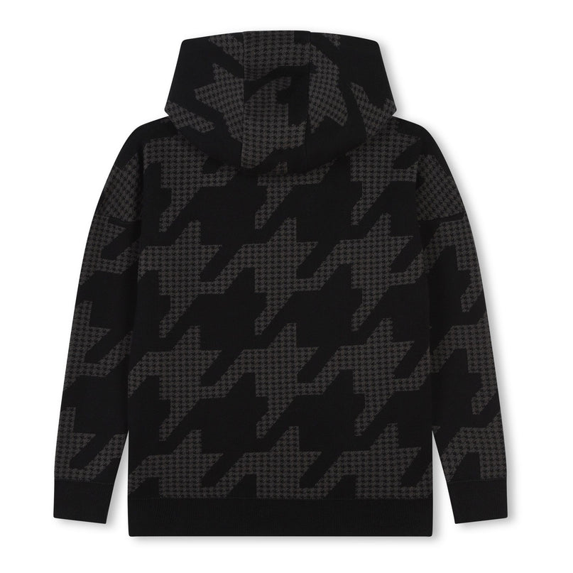 Black Houndstooth Print Sweatshirt