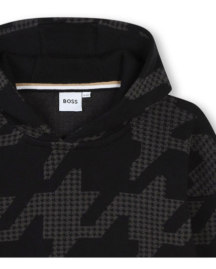 Black Houndstooth Print Sweatshirt