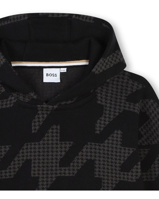 Black Houndstooth Print Sweatshirt