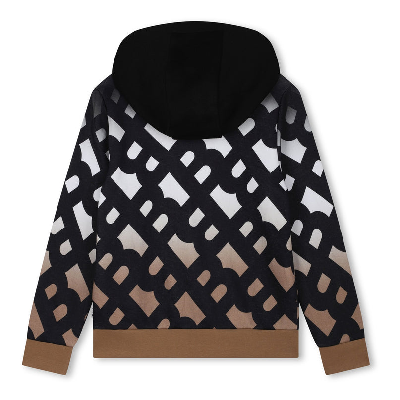 Black AOP Logo Hooded Sweatshirt