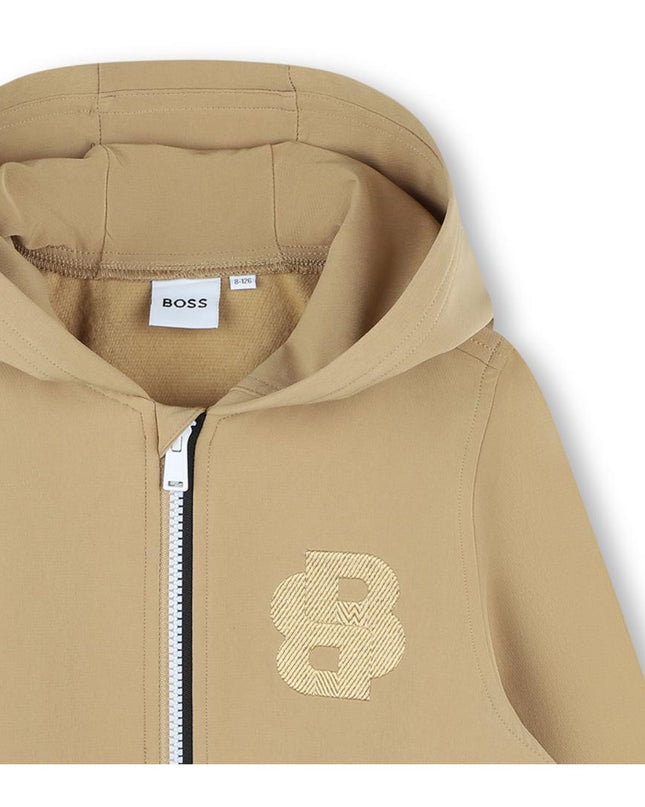 Brown Hooded Logo Sweatshirt
