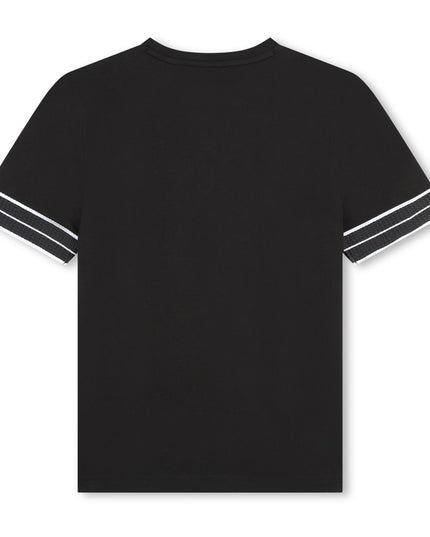 Black Striped Sleeve Logo T-Shirt