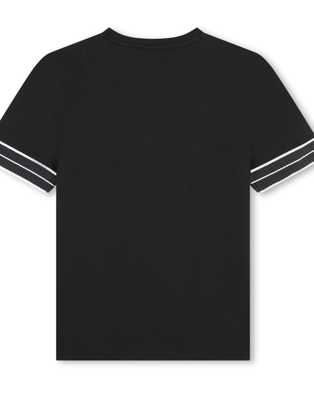 Black Striped Sleeve Logo T-Shirt