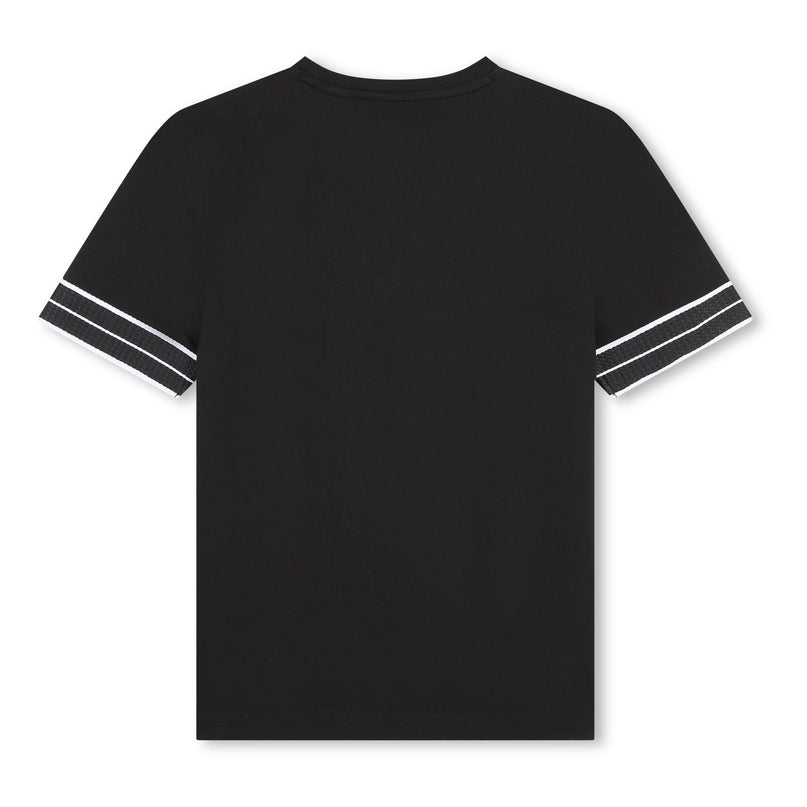 Black Striped Sleeve Logo T-Shirt