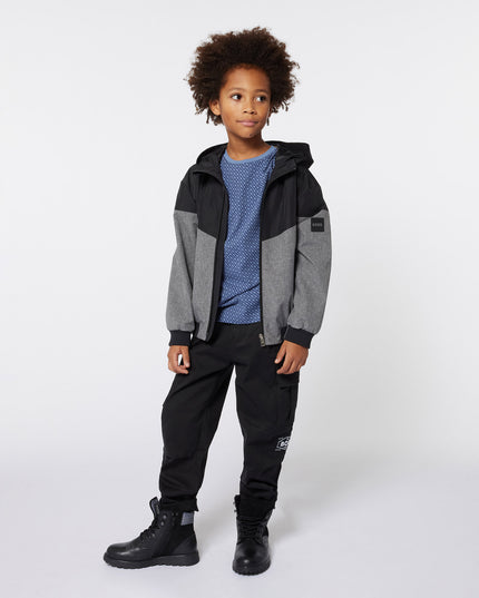 Black Chevron Hooded Windbreaker