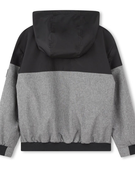 Black Chevron Hooded Windbreaker