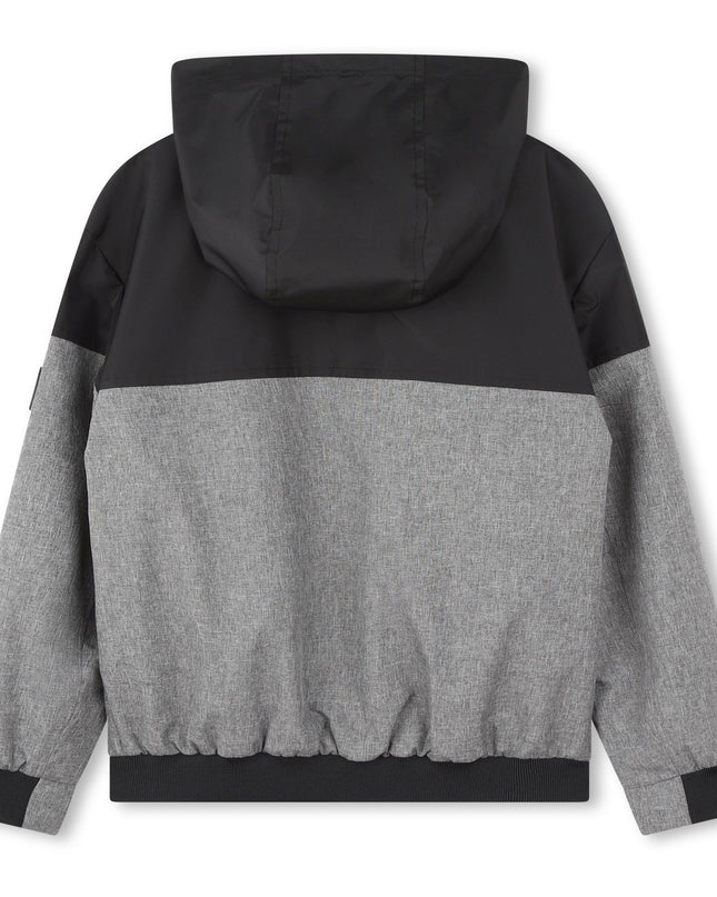 Black Chevron Hooded Windbreaker