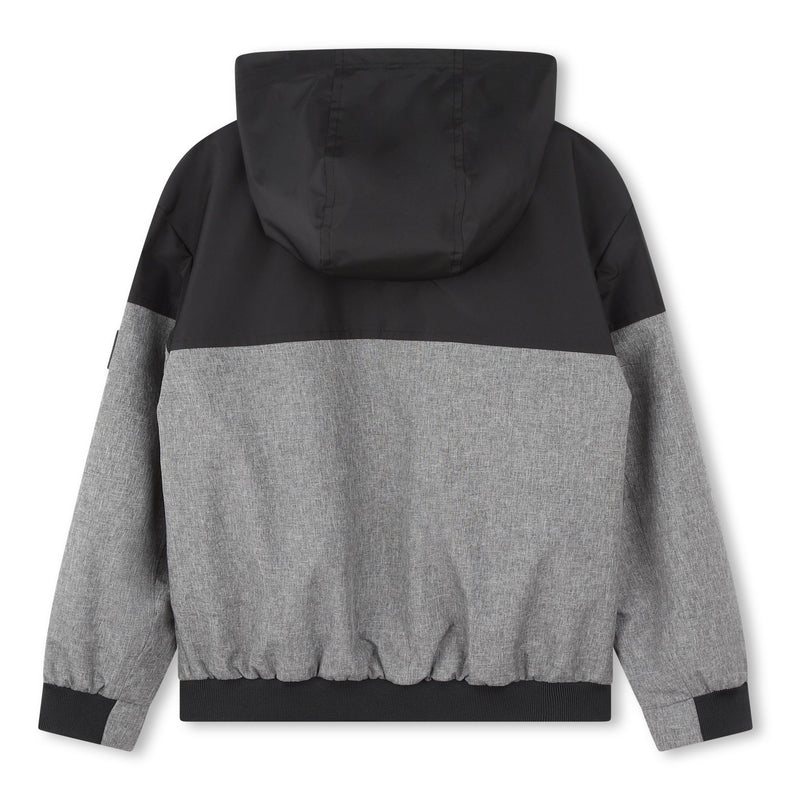 Black Chevron Hooded Windbreaker